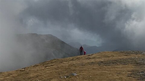 Mystische Schartwand, Heidi und ich im Abstieg, Foto von Natalie Wildhölzl