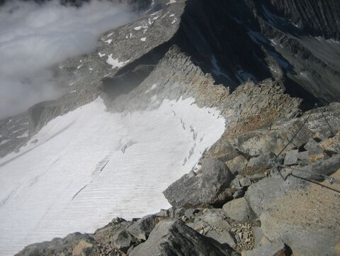 Die Gletscherquerung war das heikelste, besonders der Anfang in Fels und Eis