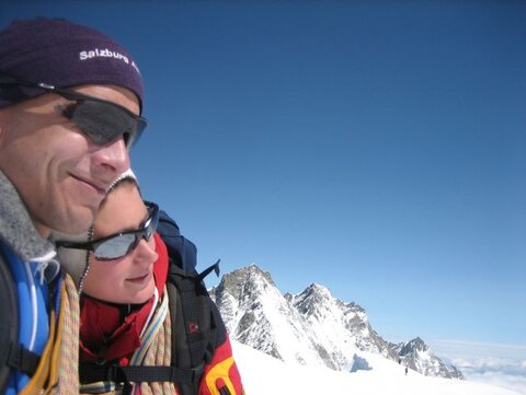 Am Alphubel, im Hintergrund Täschhorn und Dom - unser nächstes Ziel