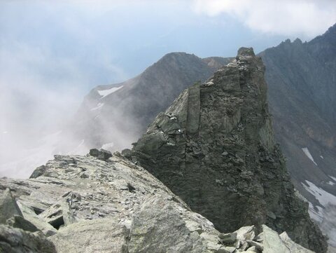 Der Grat kurz vor dem Gipfel beim Abstieg