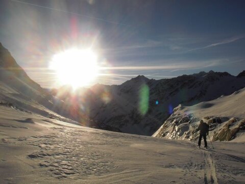 In den Sonnenuntergang, noch weit über 2000m