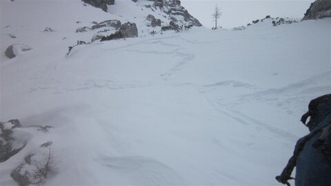 Schneebrett im Aufstieg