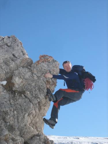 Uwe beim Einstieg (ok ok, es war nur ein kleiner Felsen ;))