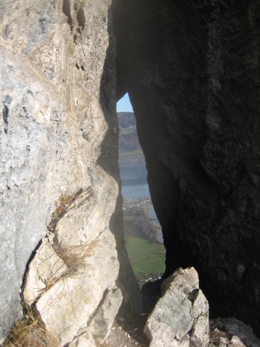 Witziger Ausblick im Drachenwand-Klettersteig